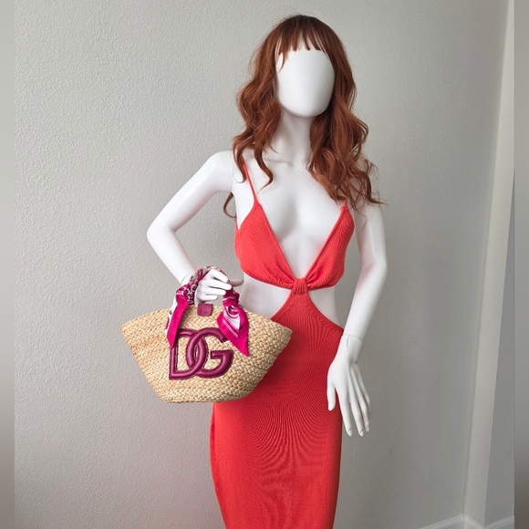 Auth Dolce&Gabbana KENDRA STRAW Shopper Floral Tote - Picture 5 of 12